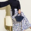Side Tied Skirted Two-Piece Set Navy Blue