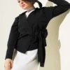Side Tied Short Shirt Black all'ingrosso shirt - Hicabistan fabbrica Turchia