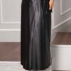Side-Tie Leather Skirt Black Großhandel skirt view 4 - Hicabistan Türkei Fabrik