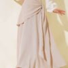 Side-Tied Linen Skirt Beige en gros skirt - Hicabistan usine Turquie