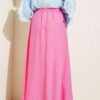 Flared Skirt with Side Pocket Detail Pink wholesale skirt view 3 - Hicabistan Turkey factory