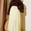 Flared Skirt with Side Pocket Detail Yellow wholesale skirt view 2 - Hicabistan Turkey factory