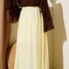Flared Skirt with Side Pocket Detail Yellow wholesale skirt view 3 - Hicabistan Turkey factory