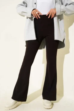 Side Zipper Flared Pants Brown