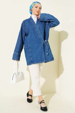 Vue alternative de Side Tie Denim Kimono