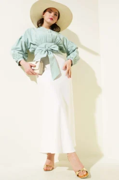 Alternative view of Half Button Tie Short Shirt Mint