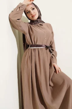 Alternative view of Half Buttoned Scarf Dress