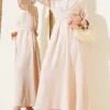 Half Button Cross Tie Dress Beige