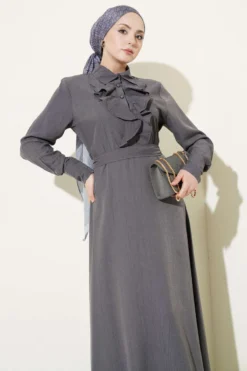 Half Button Ruffled Dress en gros dress view 2 - Hicabistan usine Turquie