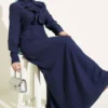 Half Button Ruffled Dress Navy Blue Großhandel dress - Hicabistan Türkei Fabrik