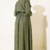 Half-Zip Elastic Waist Dress Khaki all'ingrosso dress view 3 - Hicabistan fabbrica Turchia