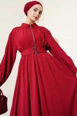 Alternative view of Half-Zip Mevlana Dress Burgundy