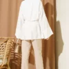 Half Hidden Buttoned Belted Shirt Ecru groothandel shirt view 3 - Hicabistan Turkije fabriek