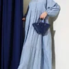Batwing Sleeve Buttoned Layered Dress