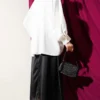 Batwing Sleeve Necklace Oversized Shirt White all'ingrosso shirt view 3 - Hicabistan fabbrica Turchia