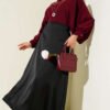 Batwing Sleeve Necklace Oversized Shirt Burgundy groothandel shirt view 2 - Hicabistan Turkije fabriek