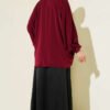 Batwing Sleeve Necklace Oversized Shirt Burgundy groothandel shirt view 3 - Hicabistan Turkije fabriek