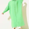 Batwing Oversized Long Shirt Green en gros shirt - Hicabistan usine Turquie