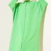 Batwing Oversized Long Shirt Green en gros shirt view 2 - Hicabistan usine Turquie