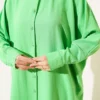 Batwing Oversized Long Shirt Green en gros shirt view 4 - Hicabistan usine Turquie