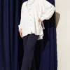 Batwing Oversized Shirt Ecru all'ingrosso shirt view 2 - Hicabistan fabbrica Turchia