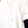 Batwing Oversized Shirt Ecru all'ingrosso shirt view 4 - Hicabistan fabbrica Turchia