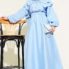 Half Buttoned Tiered Sailor Collar Dress Baby Blue en gros dress - Hicabistan usine Turquie