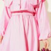 Half Buttoned Tiered Sailor Collar Dress Pink - Imagen 4