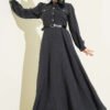 Half Button Belted Pocket Dress wholesale dress - Hicabistan Turkey factory