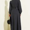 Half Button Belted Pocket Dress wholesale dress view 3 - Hicabistan Turkey factory