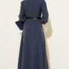 Half Button Belted Pocket Dress Indigo wholesale dress view 3 - Hicabistan Turkey factory
