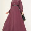 Half Button Belted Pocket Dress groothandel dress - Hicabistan Turkije fabriek