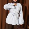Half Button Sequin Striped Stitch Tunic