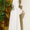Half Button Ruffled Dress White al por mayor dress view 4 - Hicabistan fábrica Turquía