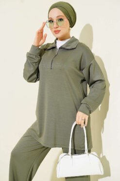 Alternatieve weergave van Half-Zip Loisha Tunic Two-Piece Set