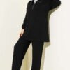 Half-Zip Loisha Tunic Two-Piece Set Black