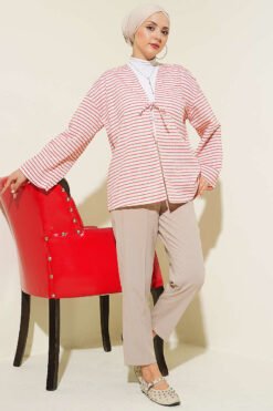 منظر بديل لـ Striped Tied Kimono Red