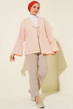 منظر بديل لـ Striped Tied Kimono Orange