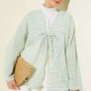 Striped Tied Kimono Green