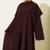 Split Detail Shawl Modal Three-Piece Set Brown wholesale clothing set view 2 - Hicabistan Turkey factory