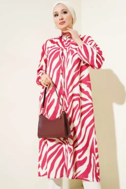 Long Shirt with Zebra Pattern Burgundy