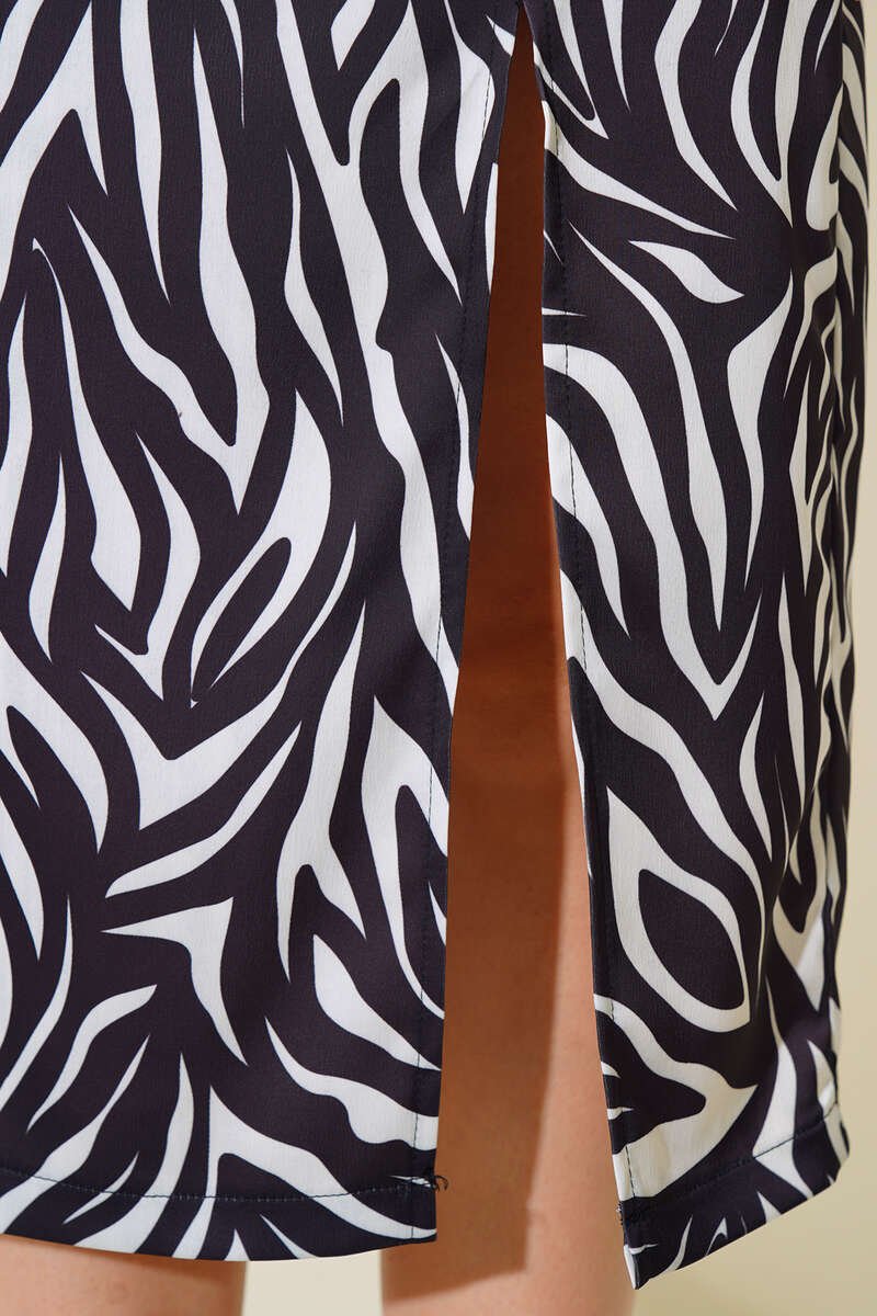 Zebra Print Split Skirt Black en gros skirt view 4 - Hicabistan usine Turquie