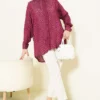 Fringed Loose Shirt Burgundy wholesale shirt view 2 - Hicabistan Turkey factory
