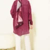 Fringed Loose Shirt Burgundy wholesale shirt view 3 - Hicabistan Turkey factory