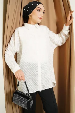 Fringed Loose Shirt Ecru