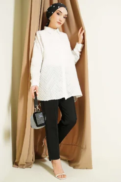 Alternative view of Fringed Loose Shirt Ecru