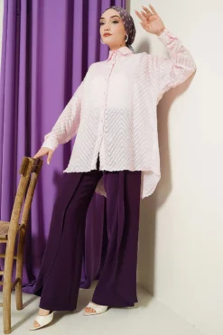 Alternative view of Fringed Loose Shirt Powder Pink