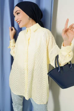 Fringed Loose Shirt Yellow