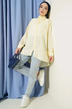 Alternative view of Fringed Loose Shirt Yellow
