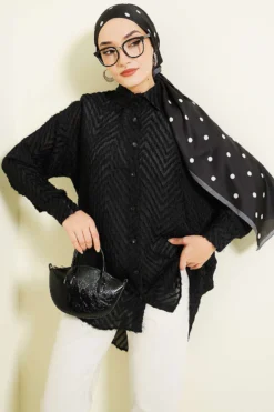 Fringed Loose Shirt Black